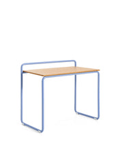 Load image into Gallery viewer, Tinn ash veneer desk with a blue metal structure, 82 x 45 cm - image 4