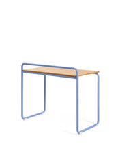 Load image into Gallery viewer, Tinn ash veneer desk with a blue metal structure, 82 x 45 cm - image 6