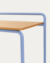 Load image into Gallery viewer, Tinn ash veneer desk with a blue metal structure, 82 x 45 cm - image 9