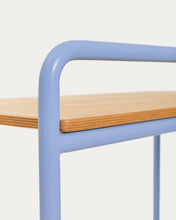 Load image into Gallery viewer, Tinn ash veneer desk with a blue metal structure, 82 x 45 cm - image 10