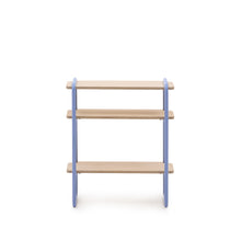 Load image into Gallery viewer, Tinn ash veneer shelf with a blue metal structure, 70 x 60 cm