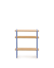 Load image into Gallery viewer, Tinn ash veneer shelf with a blue metal structure, 70 x 60 cm - image 2