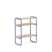 Load image into Gallery viewer, Tinn ash veneer shelf with a blue metal structure, 70 x 60 cm - image 3