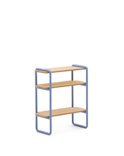 Load image into Gallery viewer, Tinn ash veneer shelf with a blue metal structure, 70 x 60 cm - image 4