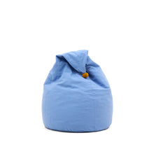 Load image into Gallery viewer, Olvi blue, cotton pouffe with mustard-coloured tassel, Ø 60 cm - image 2