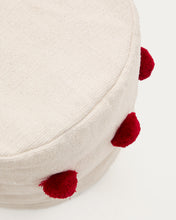 Load image into Gallery viewer, Manua beige, cotton pouffe with red tassels, Ø 40 cm - image 4