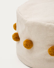Load image into Gallery viewer, Manua beige, cotton pouffe with mustard-coloured tassels, Ø 40 cm - image 3