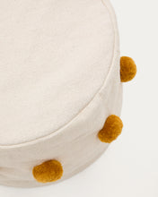 Load image into Gallery viewer, Manua beige, cotton pouffe with mustard-coloured tassels, Ø 40 cm - image 4