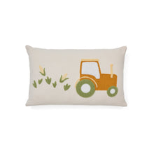 Load image into Gallery viewer, Pecky cushion cover in beige cotton with a tractor embroidery feature, 30 x 50 cm - image 2
