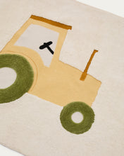 Load image into Gallery viewer, Pecky beige, 100% cotton rug with a tractor feature, 90 x 150 cm - image 2