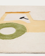 Load image into Gallery viewer, Pecky beige, 100% cotton rug with a tractor feature, 90 x 150 cm - image 6