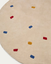 Load image into Gallery viewer, Luli white, 100% cotton rug with multi-coloured dots, Ø 120 cm - image 2