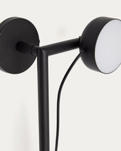 Load image into Gallery viewer, Orey black metal wall-mounted light fixture with multi-position spotlight and UK adaptor - image 5