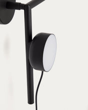 Load image into Gallery viewer, Orey black metal wall-mounted light fixture with multi-position spotlight and UK adaptor - image 6