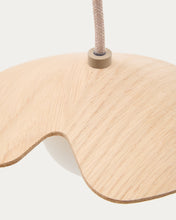 Load image into Gallery viewer, Wilara oak veneer ceiling lamp with 3 white smoked glass balls - image 7