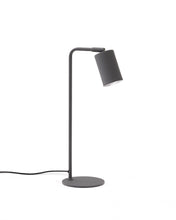 Load image into Gallery viewer, Manie metal desk lamp with dark grey cast-iron-effect finish and UK adaptor