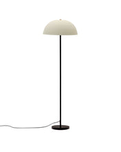 Load image into Gallery viewer, Nibla black metal floor lamp with white clay-effect shade and UK adaptor