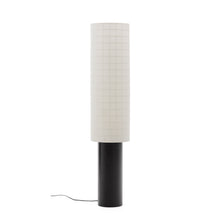 Load image into Gallery viewer, Dulan black metal floor lamp with cotton shade and UK adaptor