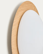 Load image into Gallery viewer, Novae ceiling lamp in light wood-effect brushed steel and frosted glass Ø 40 cm - image 4