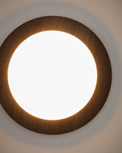 Load image into Gallery viewer, Novae ceiling lamp in dark wood-effect brushed steel and frosted glass Ø 40 cm - image 3