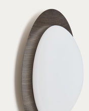 Load image into Gallery viewer, Novae ceiling lamp in dark wood-effect brushed steel and frosted glass Ø 40 cm - image 4