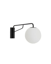 Load image into Gallery viewer, Eilo wall light in black steel with frosted glass globe