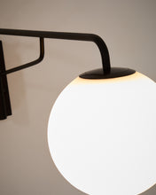 Load image into Gallery viewer, Eilo wall light in black steel with frosted glass globe - image 3