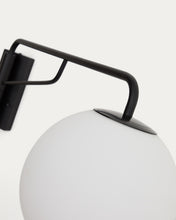 Load image into Gallery viewer, Eilo wall light in black steel with frosted glass globe - image 4