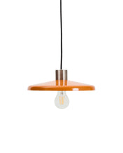 Load image into Gallery viewer, Nuvira ceiling lamp in light grey brushed metal with orange lampshade