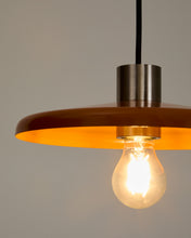 Load image into Gallery viewer, Nuvira ceiling lamp in light grey brushed metal with orange lampshade - image 2