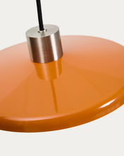 Load image into Gallery viewer, Nuvira ceiling lamp in light grey brushed metal with orange lampshade - image 3