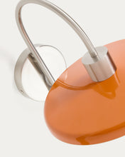 Load image into Gallery viewer, Nuvira wall light in light grey brushed metal with orange lampshade - image 4