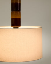 Load image into Gallery viewer, Mavran ceiling lamp in brown and mustard ceramic with cotton lampshade - image 2