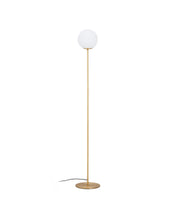 Load image into Gallery viewer, Brisia metal floor lamp with brushed brass finish and 1 frosted glass ball Ø20cm UK adapter