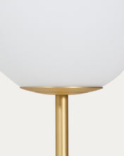 Load image into Gallery viewer, Brisia metal floor lamp with brushed brass finish and 1 frosted glass ball Ø20cm UK adapter - image 2