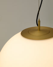 Load image into Gallery viewer, Brisia metal ceiling lamp with brushed brass finish and 1 frosted glass ball Ø50cm - image 3