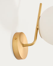 Load image into Gallery viewer, Brisia metal wall lamp with brushed brass finish with arms and 1 frosted glass ball Ø15cm - image 4