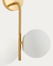 Load image into Gallery viewer, Brisia metal wall lamp with brushed brass finish and 2 frosted glass balls Ø15cm - image 5