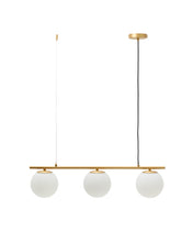 Load image into Gallery viewer, Brisia metal ceiling lamp with brushed brass finish and 3 frosted glass balls Ø15cm