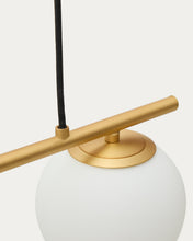 Load image into Gallery viewer, Brisia metal ceiling lamp with brushed brass finish and 3 frosted glass balls Ø15cm - image 5
