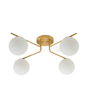 Load image into Gallery viewer, Brisia metal ceiling lamp with brushed brass finish and 4 frosted glass balls Ø15cm