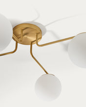 Load image into Gallery viewer, Brisia metal ceiling lamp with brushed brass finish and 4 frosted glass balls Ø15cm - image 4