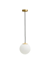 Load image into Gallery viewer, Brisia metal ceiling lamp with brushed brass finish and 1 frosted glass ball Ø15cm