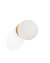 Load image into Gallery viewer, Brisia metal wall lamp with brushed brass finish and 1 frosted glass ball Ø15cm