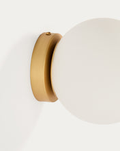 Load image into Gallery viewer, Brisia metal wall lamp with brushed brass finish and 1 frosted glass ball Ø15cm - image 4