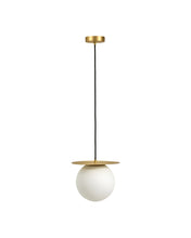 Load image into Gallery viewer, Brisia metal ceiling lamp with brushed brass finish and 1 frosted glass ball Ø20cm