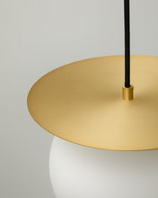 Load image into Gallery viewer, Brisia metal ceiling lamp with brushed brass finish and 1 frosted glass ball Ø20cm - image 4