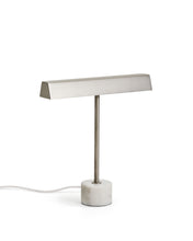 Load image into Gallery viewer, Lynor brushed metal table lamp with white marble base UK adaptor