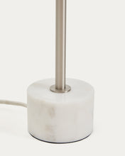 Load image into Gallery viewer, Lynor brushed metal table lamp with white marble base UK adaptor - image 4