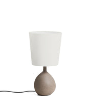 Load image into Gallery viewer, Viona small table lamp with textured stone effect and cotton lampshade